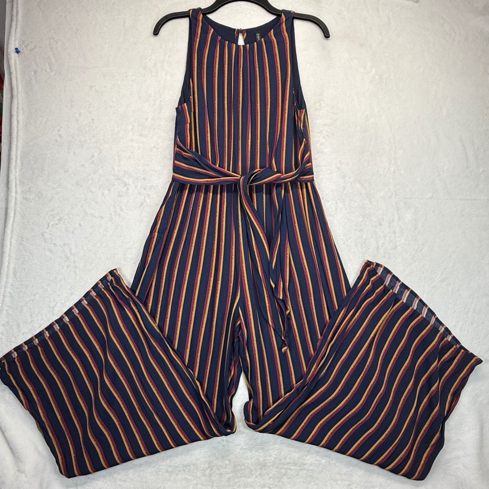 Plenty by Tracy Reese Striped Wide Leg Jumpsuit Sleeveless Casual Size S